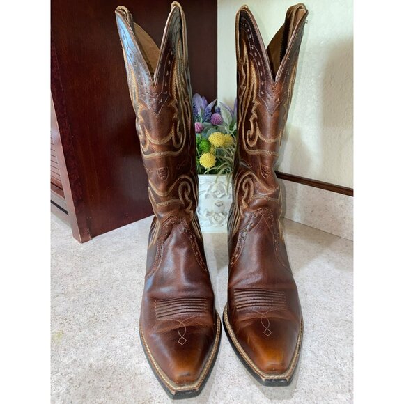 Ariat Womens Heritage J Toe Western Boots Size 10B Brown Leather Embroidered Cow - Picture 4 of 13